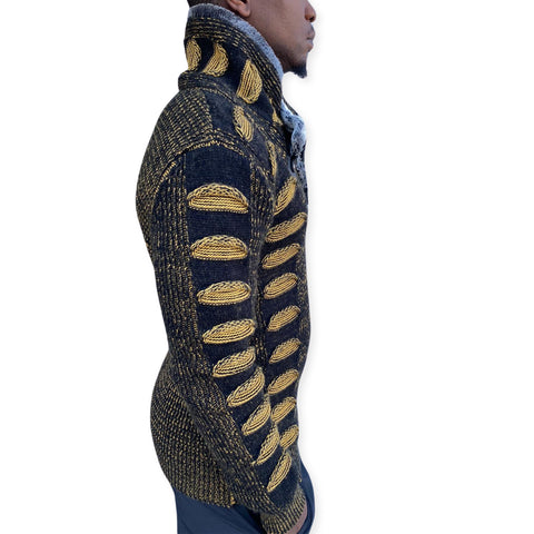"Charles" Brown Shawl Collar Men's Sweater