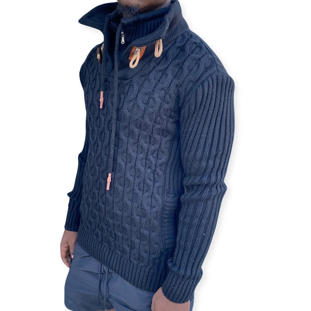 [Jordan] Black Men's Quarter Zip Wool Sweater