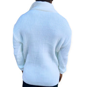"Alvin" White Men's Heavy Wool Quarter Zip Sweater