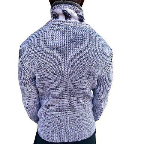 "Charles" White and Gray Shawl Collar Men's Sweater