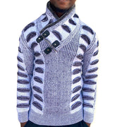 "Charles" White and Gray Shawl Collar Men's Sweater