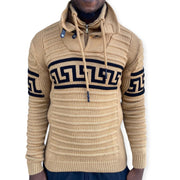 "Alvin" Beige Men's Heavy Wool Quarter Zip Sweater