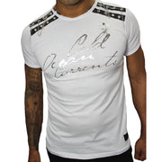 White Fashion Tee with Details on Both Shoulders