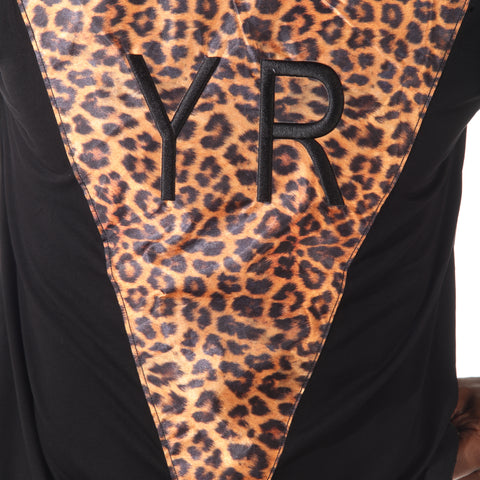 YR Black with Cheetah print T-shirt