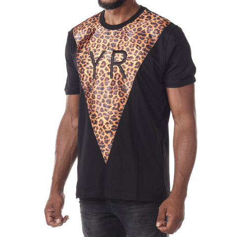 YR Black with Cheetah print T-shirt