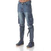 Medium Blue Wash Fashion Jeans With Zip and Cargo Pockets