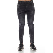 Black Washed Fashion Jeans With Metal Studs