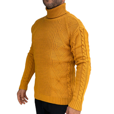 "Jorge" Yellow Light Weight Fashion Turtleneck sweater