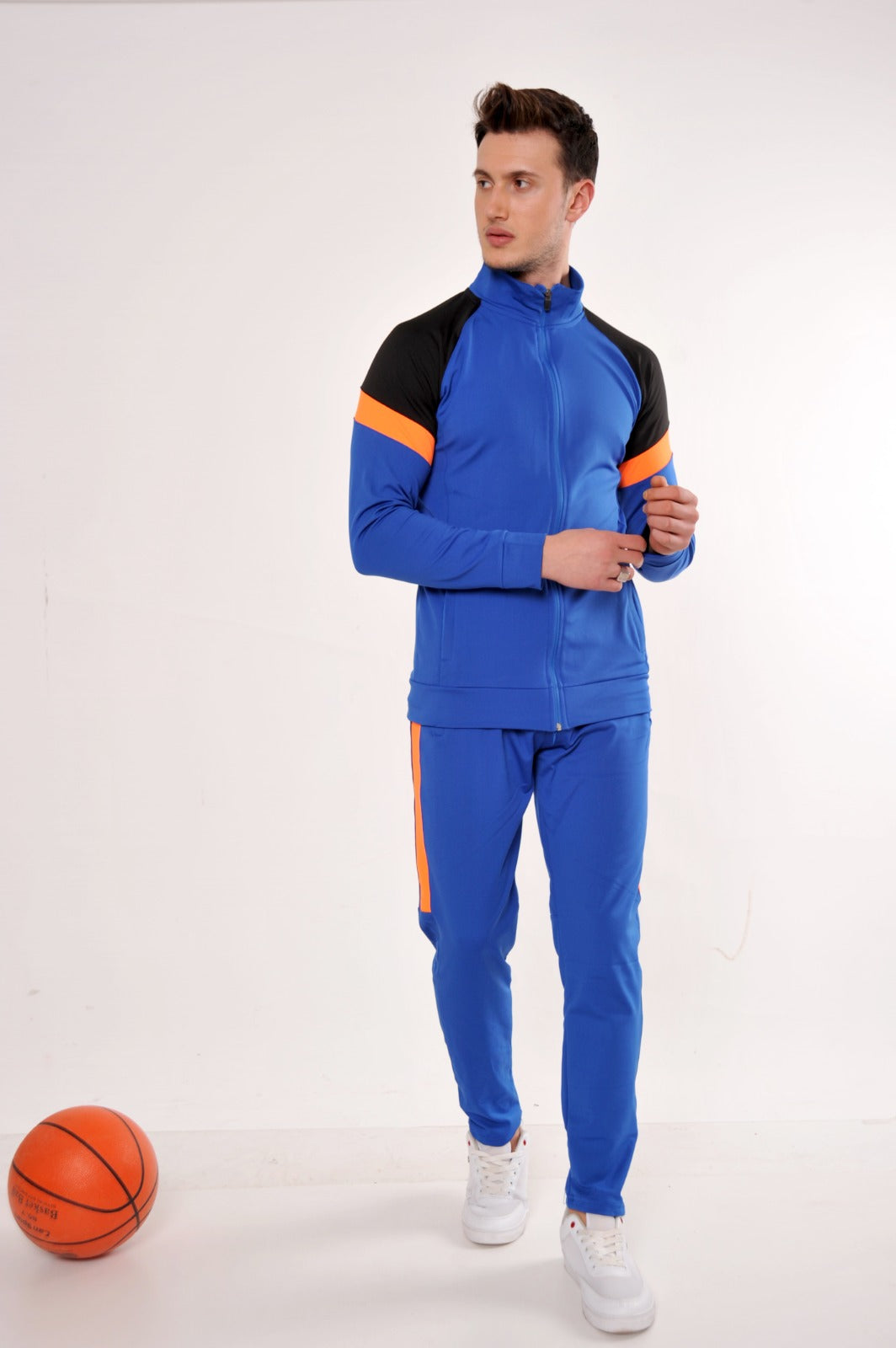 Sax Blue With Orange Gradient Tracksuit Set 2pcs