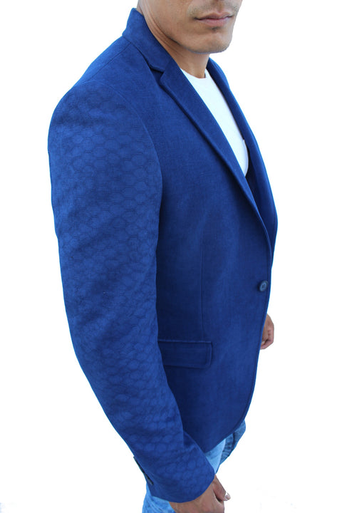 Don Sax Blue Blazer With Details On Sleeve