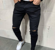 Black Fashion Jeans With Cut on Knee