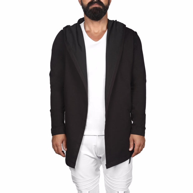 "Jacopo" Black Fashion Cardigan With White Stripe On Back