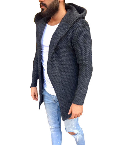 "Luca" Dark Grey Fashion Sweater Cardigan With Hood