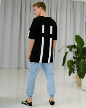 Black Night Reflector T-shirt With Night Reflector On The Back And Sleeve