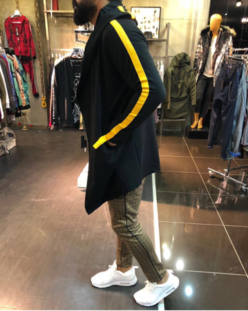 "Domenico" Black Fashion Cardigan With Yellow Stripe