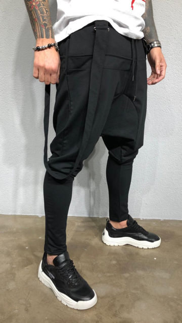 Mattia Black Fashion Drop Crotch Jogger