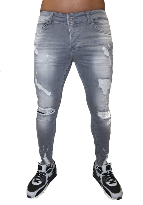 Light Grey Fashion Wash Jeans With Distress