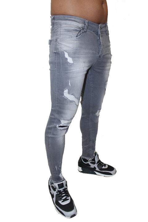 Light Grey Fashion Wash Jeans With Distress