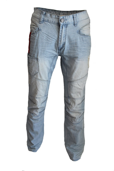 Parker Light Blue Relax Fit Booth Cut Moto Jeans