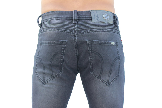 Milo Black Wash With Moto Stitch Details Jeans