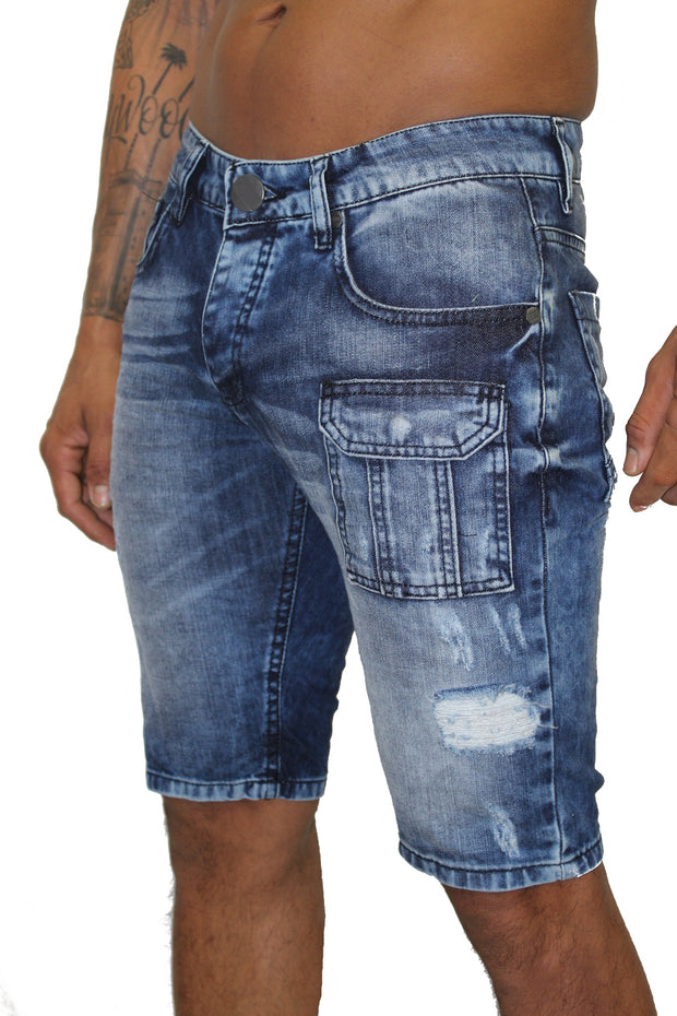 Owen Light Blue Jean Shorts With Pocket Detail