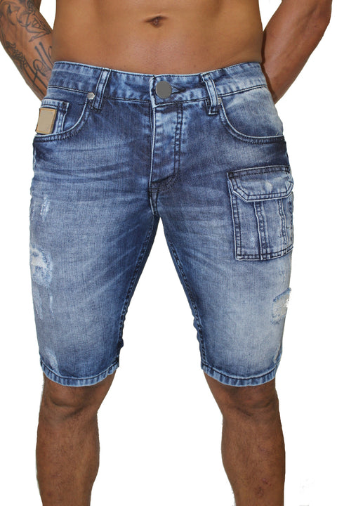 Owen Light Blue Jean Shorts With Pocket Detail
