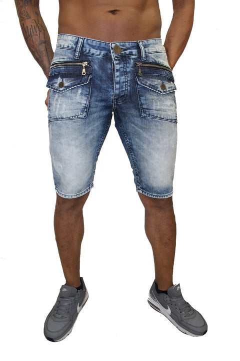 Ivan Light Blue Jean Shorts With Zip And Pocket Detail
