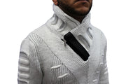 "Arlen" Ecru Fashion Shall Sweater With Zipper On Side Of Shall