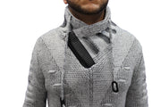 [Arlen] GREY Fashion Shall Sweater With Zipper On Side Of Shall