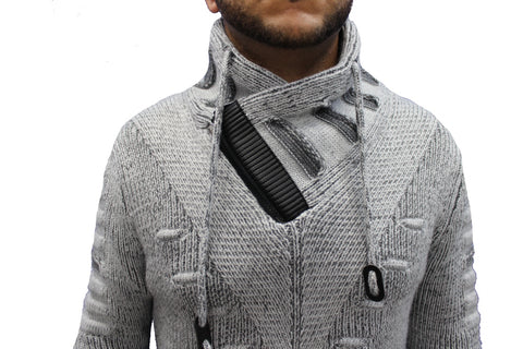 "Arlen" GREY Fashion Shall Sweater With Zipper On Side Of Shall