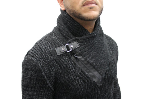 "Electra" Black Shall Fashion Sweater With Buckle On Side