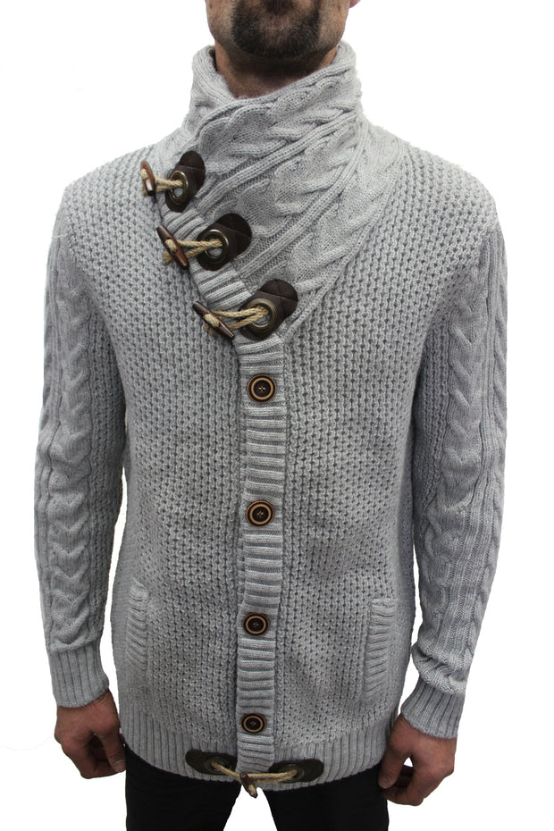 "Beckham" Light Grey Shawl Fashion Collar Sweater