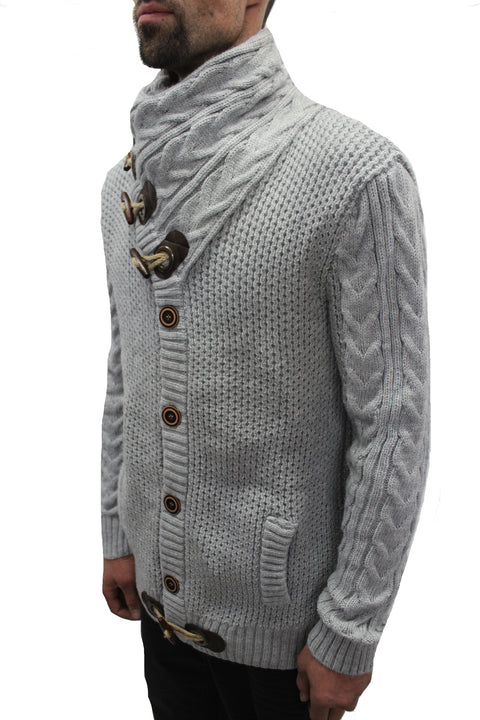 "Beckham" Light Grey Shawl Fashion Collar Sweater