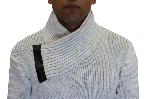 [Asher] Grey Shawl Collar Sweater
