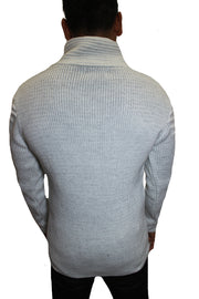 [Asher] Grey Shawl Collar Sweater
