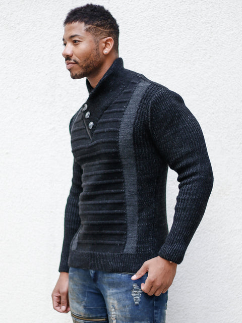 [Byrne] Black Shawl Sweater
