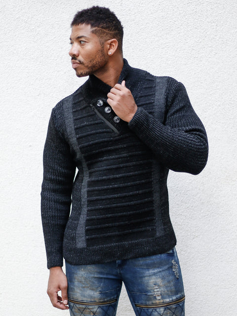 [Byrne] Black Shawl Sweater
