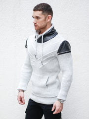 "Alex" Light Grey Pull Over Sweater with Zipper Shoulder