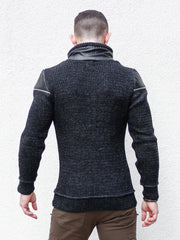 [Alex] Black Zippered Shoulder Sweater