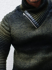 "Dean" Ombre Sweater with Zipper Shawl Collar