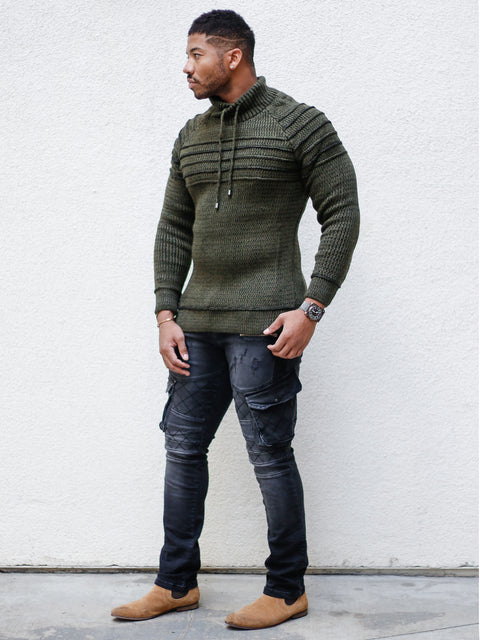 "Rico" Olive Ribbed Sweater
