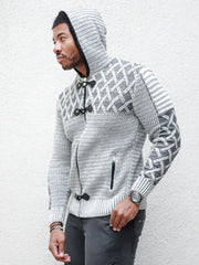 [Keith] Grey Long Sleeve Cross Pattern Hoodie