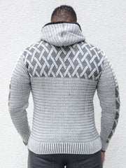 [Keith] Grey Long Sleeve Cross Pattern Hoodie