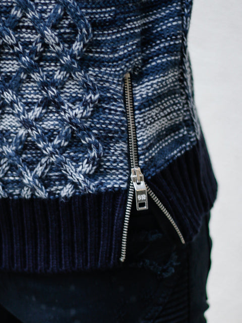 "Sebastian" Blue/Navy Shawl Collar Sweater